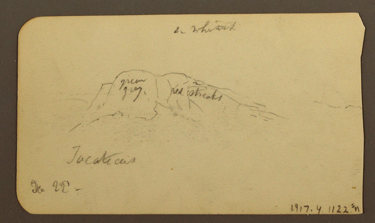 Tegning, bjerglandskaber; bagside: bjergflanke, Tocatecas, 22. december 1884 af Frederic Edwin Church