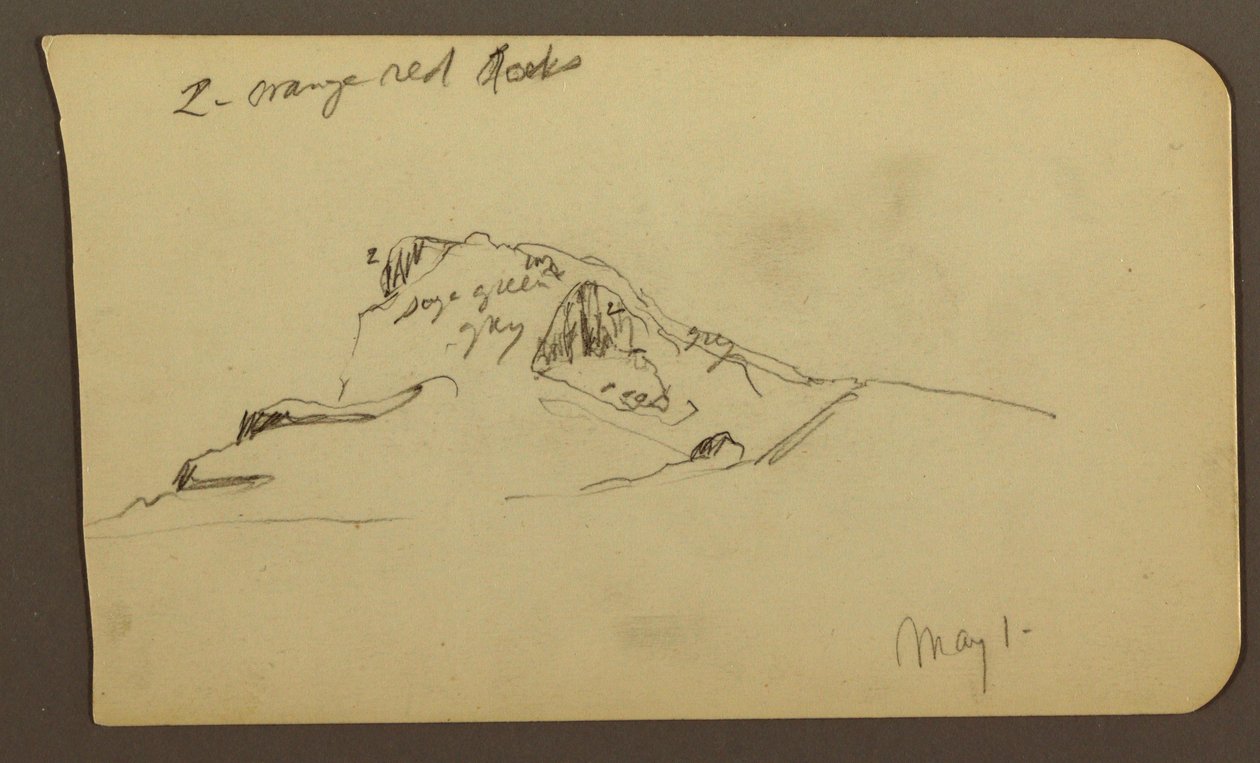Tegning, Mountain Peak; bagside: Rugged Range, 1. maj 1885 af Frederic Edwin Church