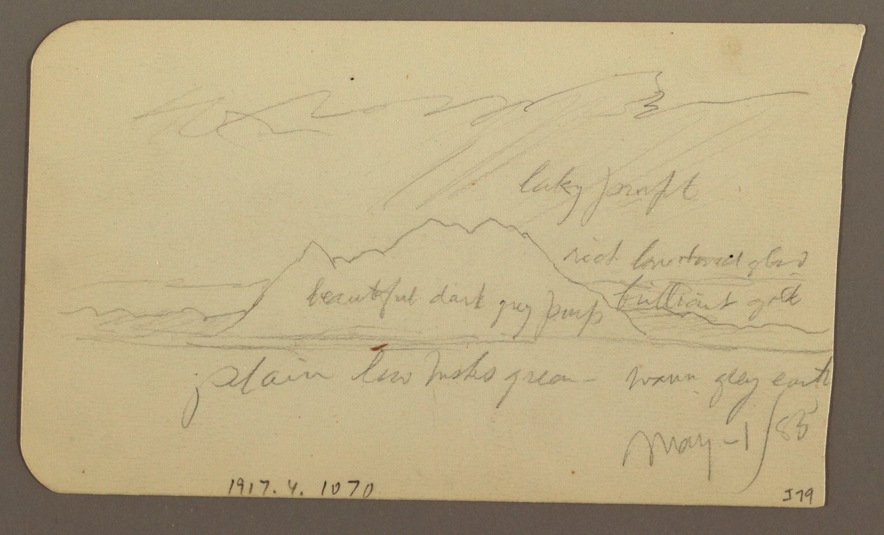 Tegning, Mountain Peak; bagside: Rugged Range, 1. maj 1885 af Frederic Edwin Church