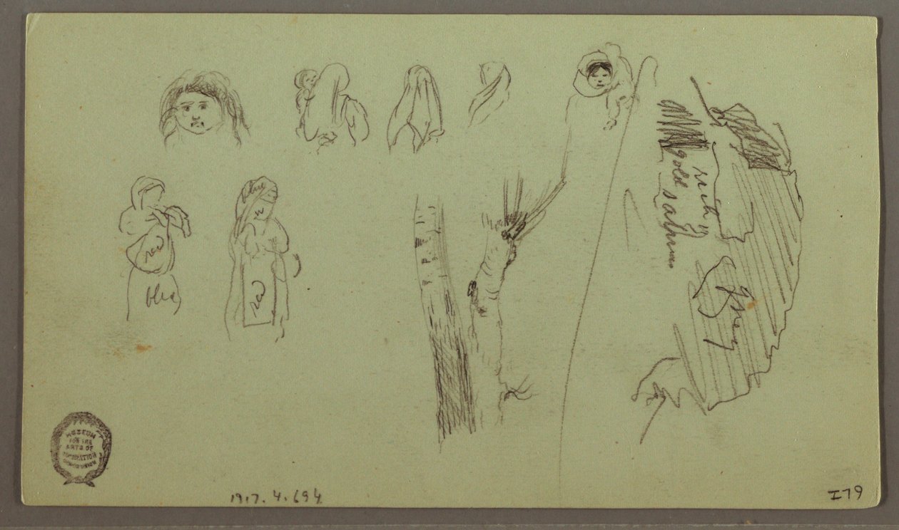 Tegning, bjergkæde, figurstudier, maj, muligvis 1868 af Frederic Edwin Church