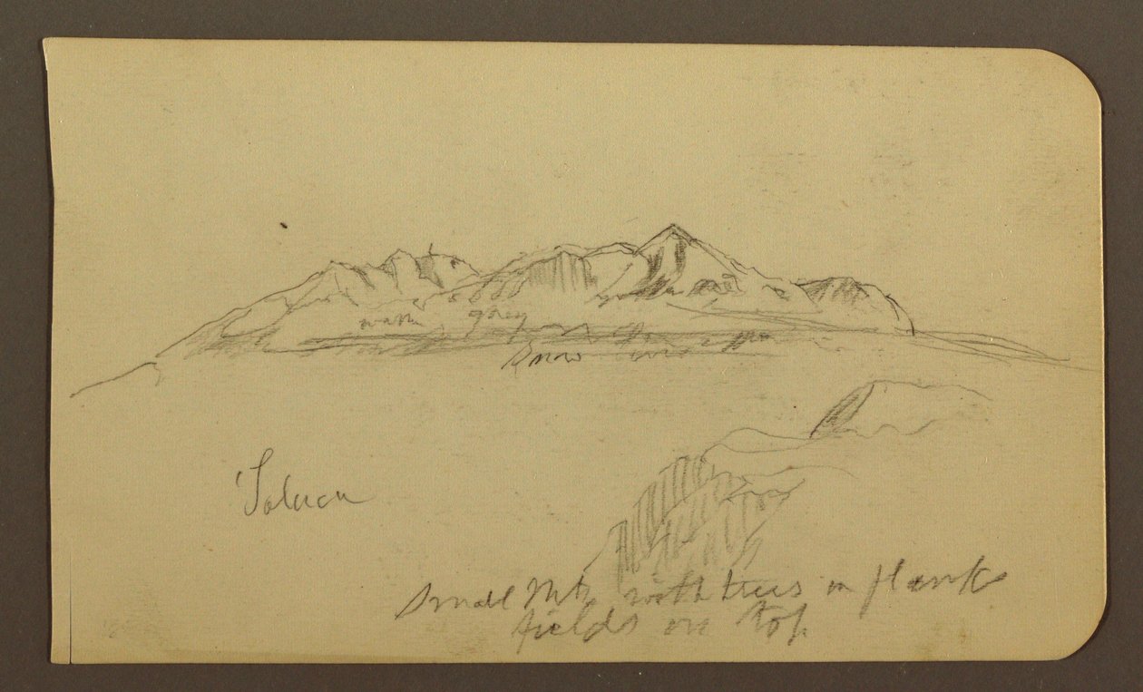 Tegning, bjergkæde, Toluca; bagside: Bjergkæde, Toluca, 7. januar 1885 af Frederic Edwin Church