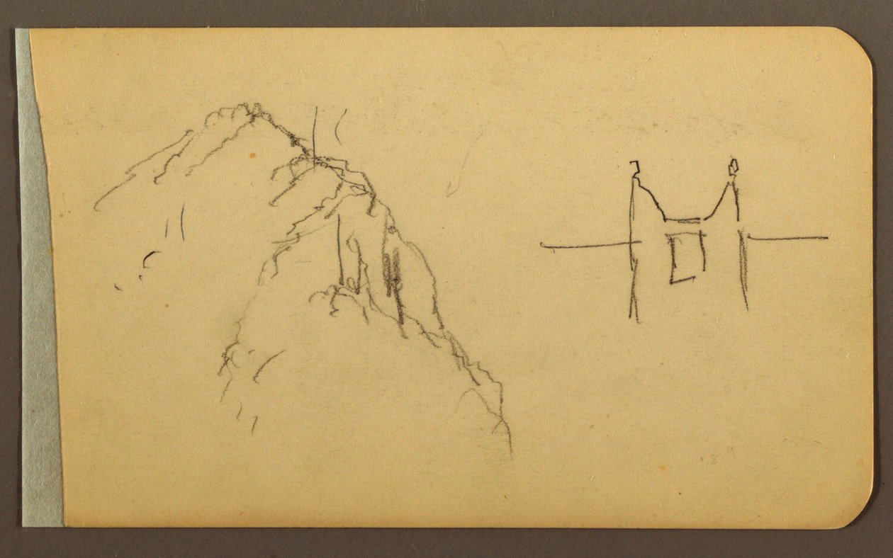 Tegning, Mountain Side, tårn; bagside: Mountain Side, 1889 af Frederic Edwin Church