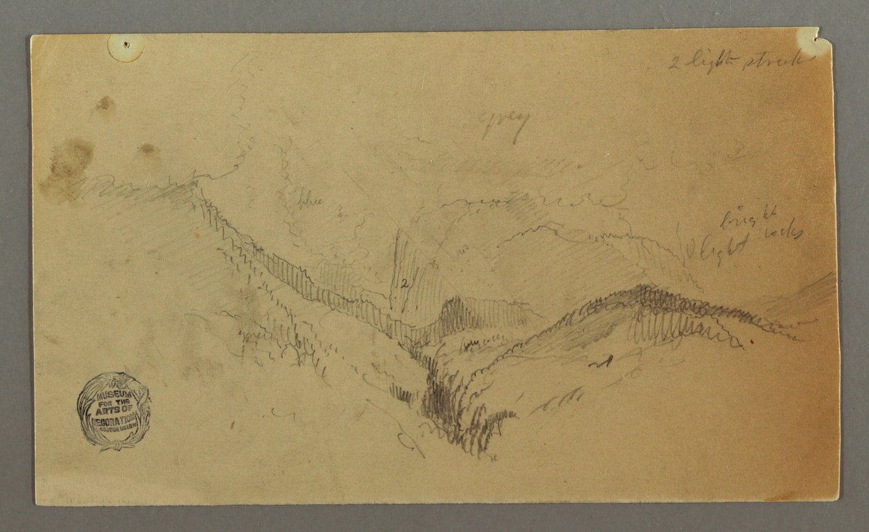 Tegning, Bjergstudie, muligvis 1868 af Frederic Edwin Church