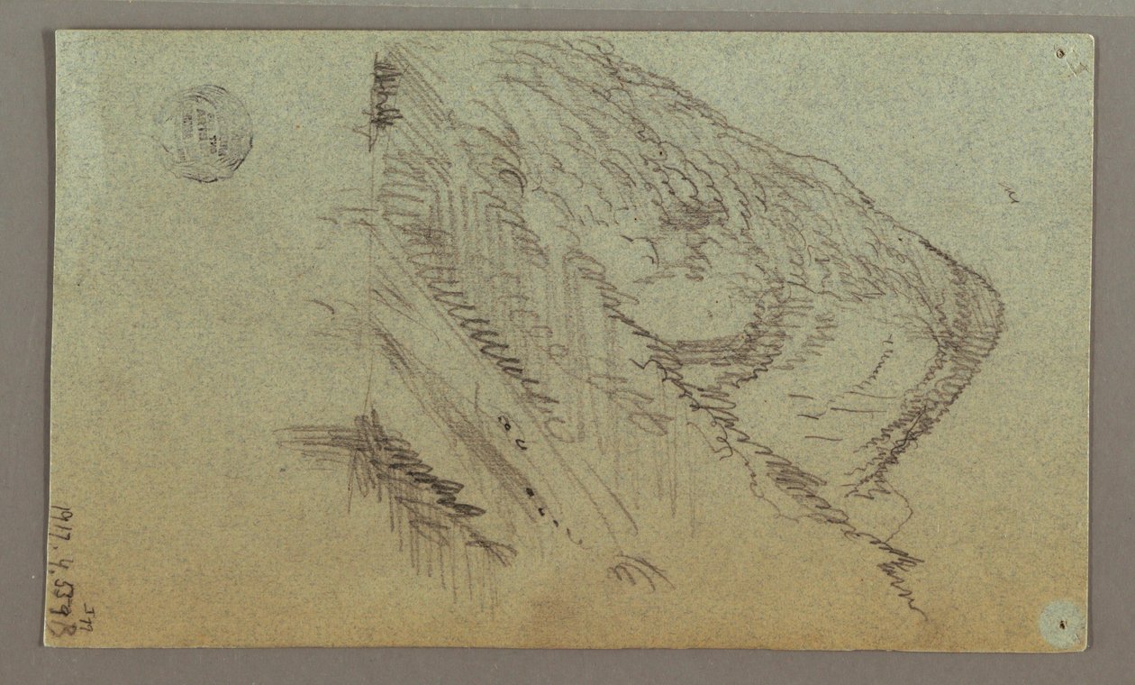Tegning, bjergdal, muligvis 1868 af Frederic Edwin Church