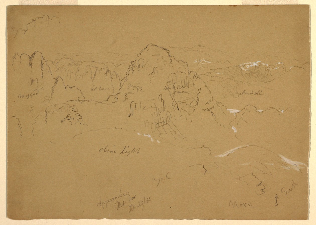 Tegning, bjerg, Wady el-Arabah, 23. februar 1868 af Frederic Edwin Church