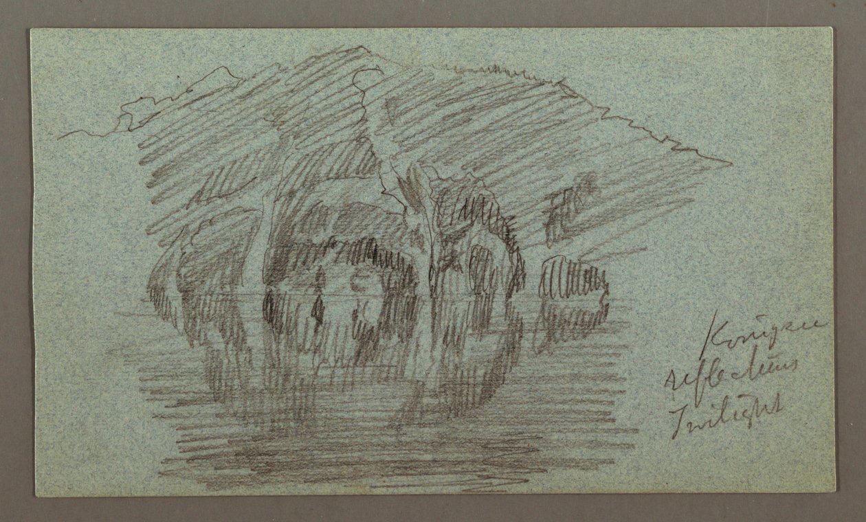 Tegning, Bjerg og dets refleksion i søen, muligvis 1868 af Frederic Edwin Church