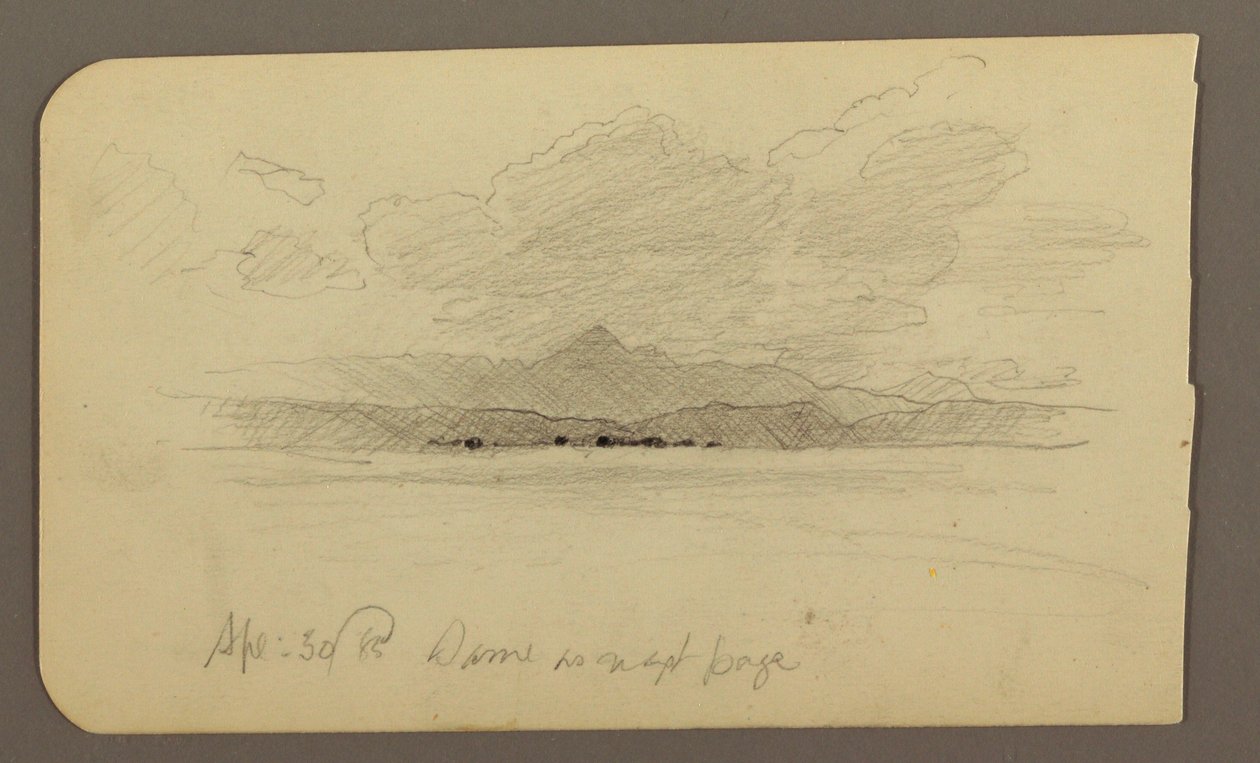 Tegning, bjerglandskab, Toluca; bagside: Bjerg, Toluca, 20. april 1885 af Frederic Edwin Church