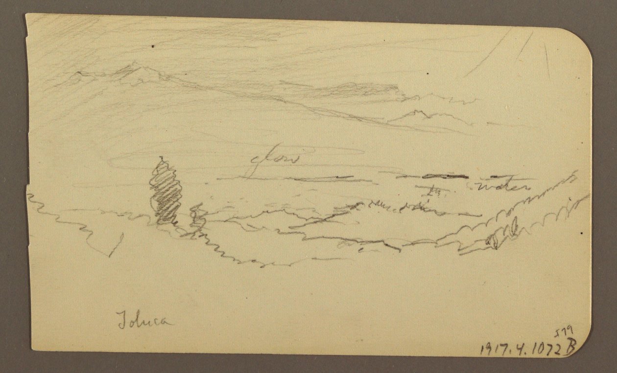 Tegning, bjerglandskab, Toluca; bagside: Bjerg, Toluca, 20. april 1885 af Frederic Edwin Church