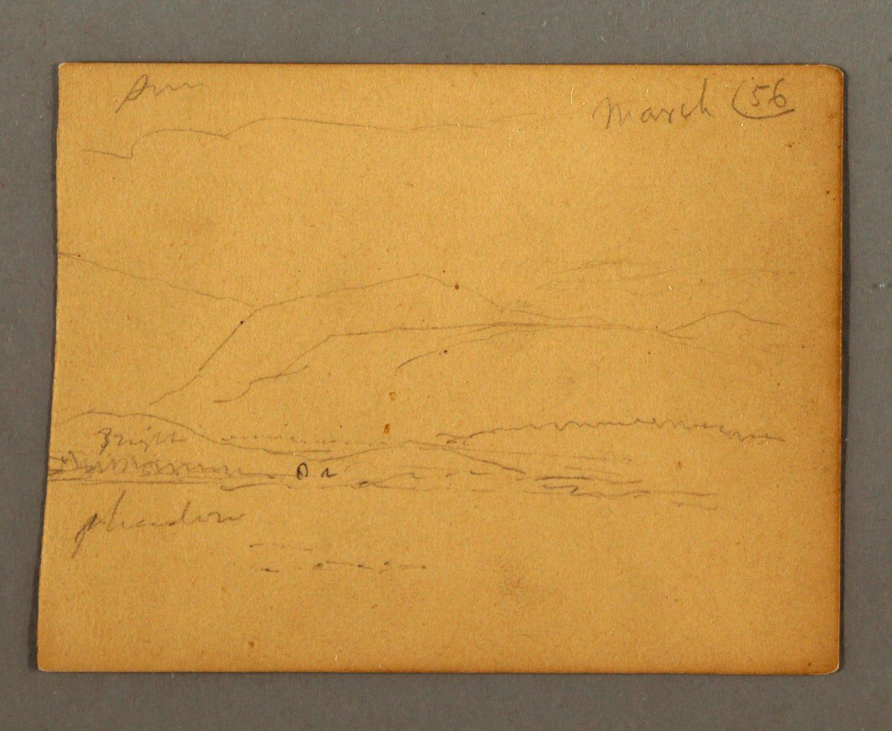 Tegning, Bjerge, marts 1856 af Frederic Edwin Church
