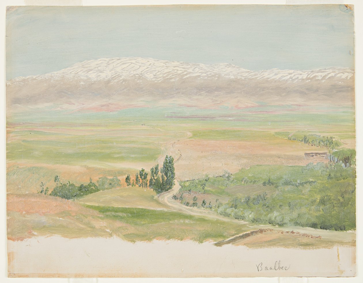 Tegning, bjerge nær Baalbec, maj 1868 af Frederic Edwin Church