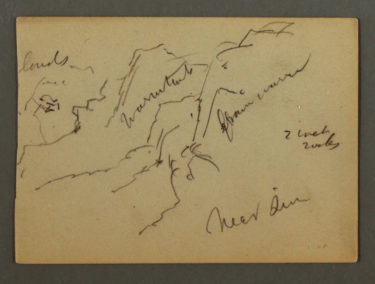 Tegning, bjergside, muligvis 1868 af Frederic Edwin Church