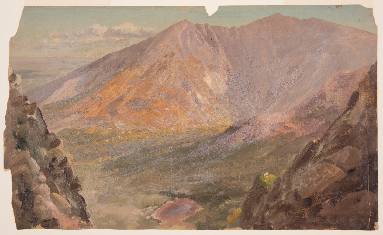 Tegning, Mt. Katahdin, Great Basin fra South Turner Mountain, 1877 af Frederic Edwin Church