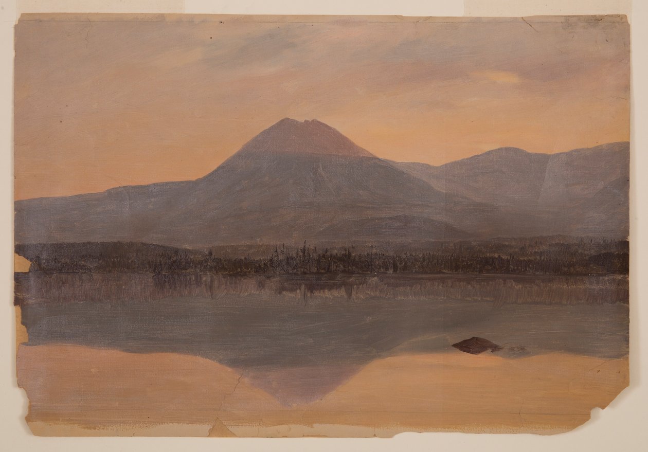 Tegning, Mt. Katahdin fra Lake Katahdin, 1860-70 af Frederic Edwin Church