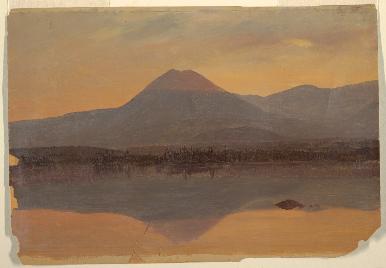 Tegning, Mt. Katahdin fra Lake Katahdin, 1860-70 af Frederic Edwin Church