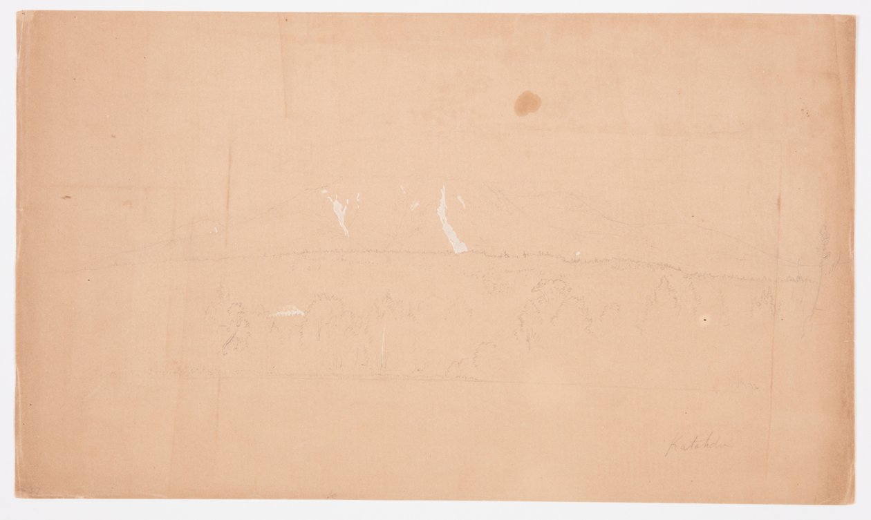 Tegning, Mt. Katahdin, fra Lake Katahdin, Maine, 1852 af Frederic Edwin Church