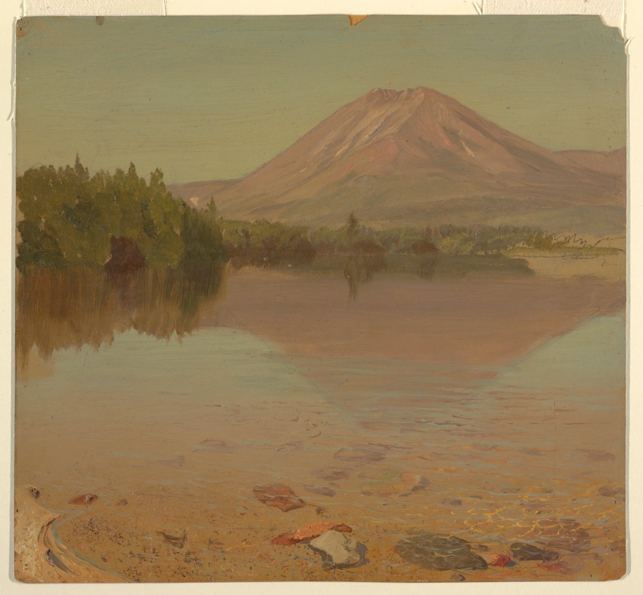 Tegning, Mt. Katahdin fra Lake Katahdin, muligvis 1870 af Frederic Edwin Church