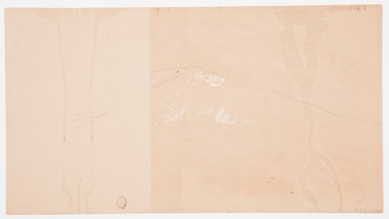 Tegning, Mt. Katahdin fra sydøst; bagside: Mt. Katadhin, 1876-78 af Frederic Edwin Church