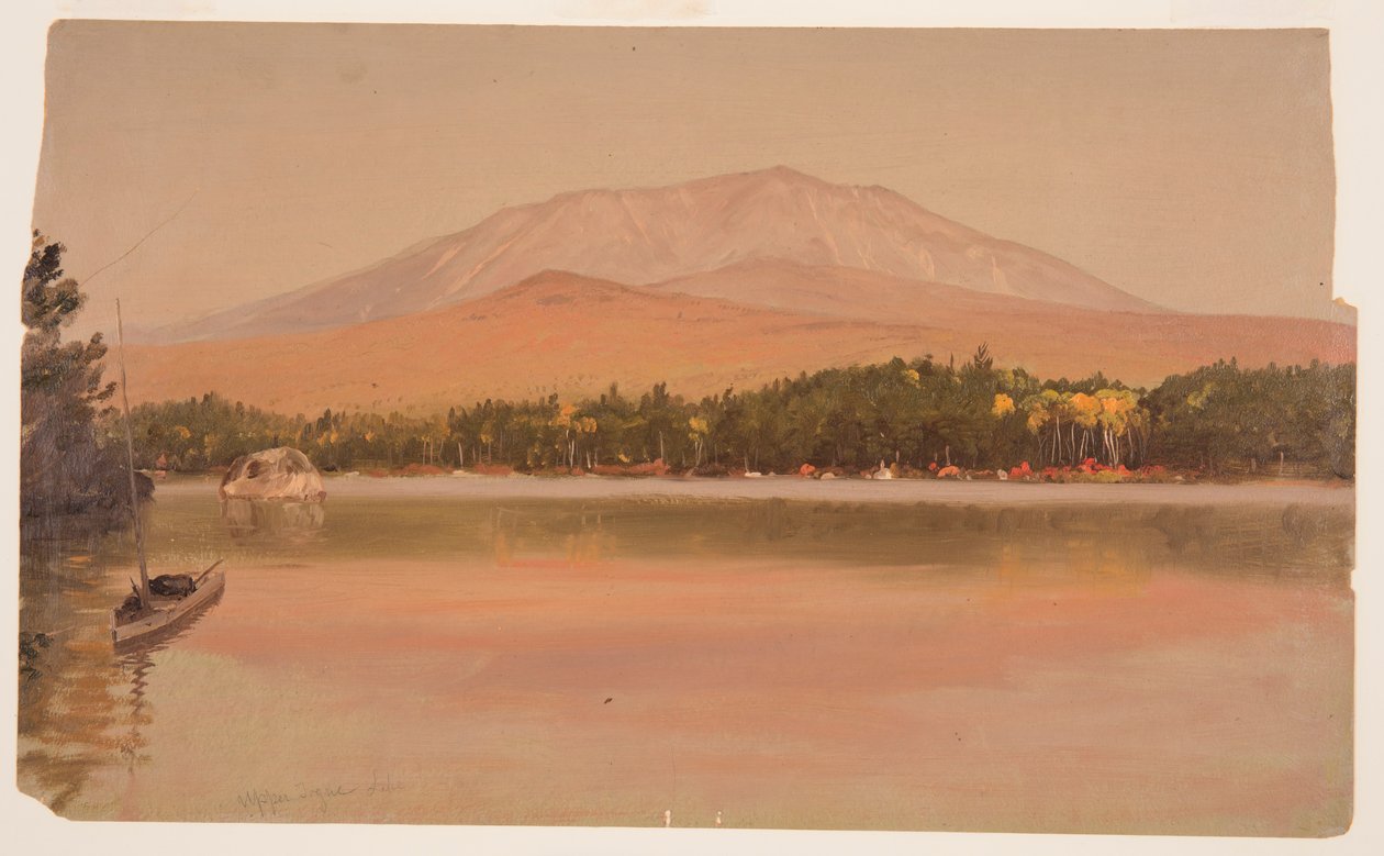 Tegning, Katahdin-bjerget fra Togue Pond, 1875-80 af Frederic Edwin Church