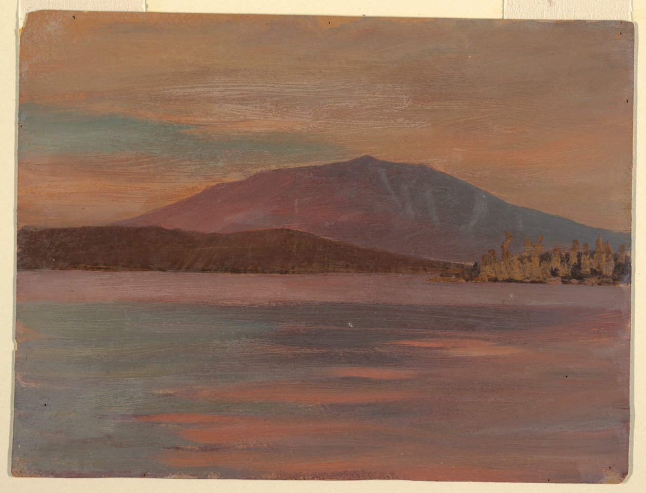 Tegning, Katahdin-bjerget fra Togue Pond, 1877 af Frederic Edwin Church