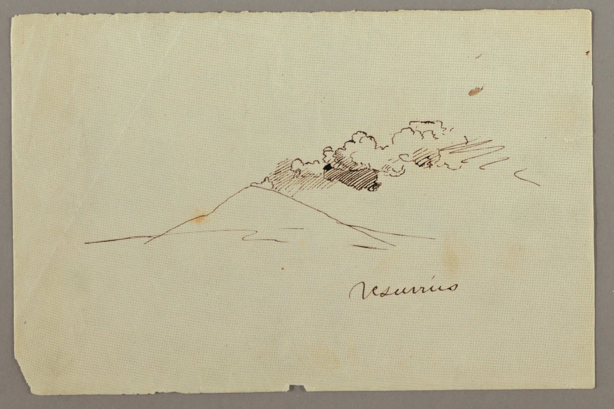 Tegning, Vesuv med røg, muligvis 1868-69 af Frederic Edwin Church