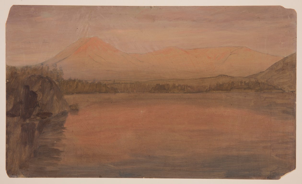 Tegning, Mts. Katahdin og Turner fra Lake Katahdin, 1860-78 af Frederic Edwin Church