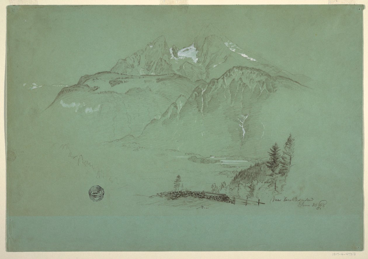 Tegning, nær Berchtesgaden, Bayern, 30. juni 1868 af Frederic Edwin Church