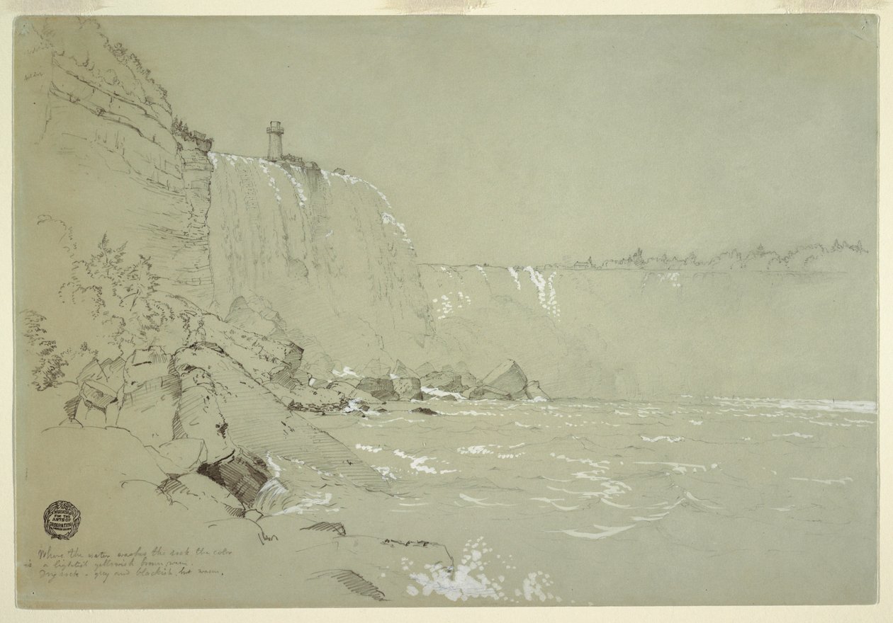 Tegning, Niagara Falls med Terrapin Tower, 1856 af Frederic Edwin Church