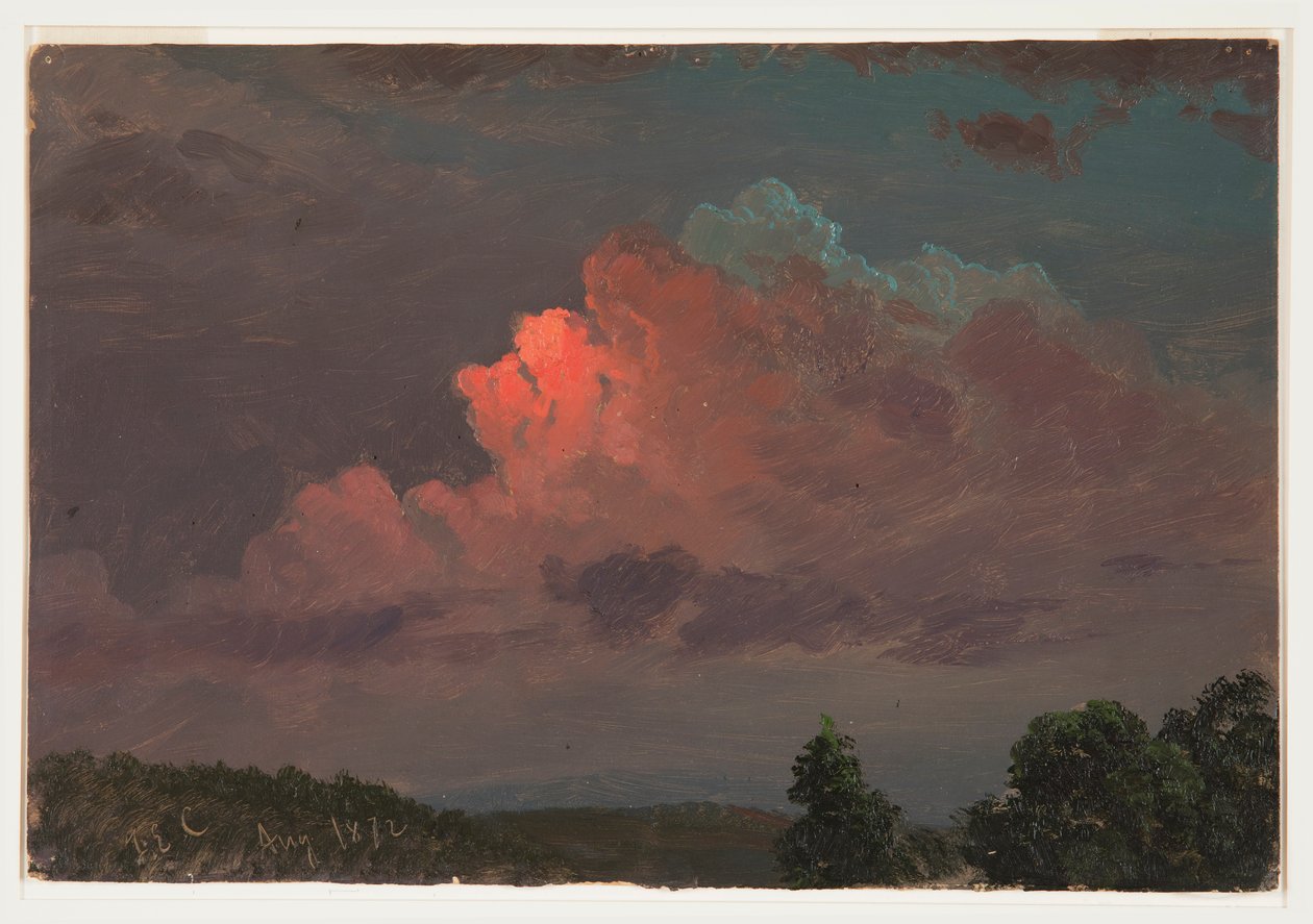 Tegning, Natten falder på nær Olana, august 1872 af Frederic Edwin Church