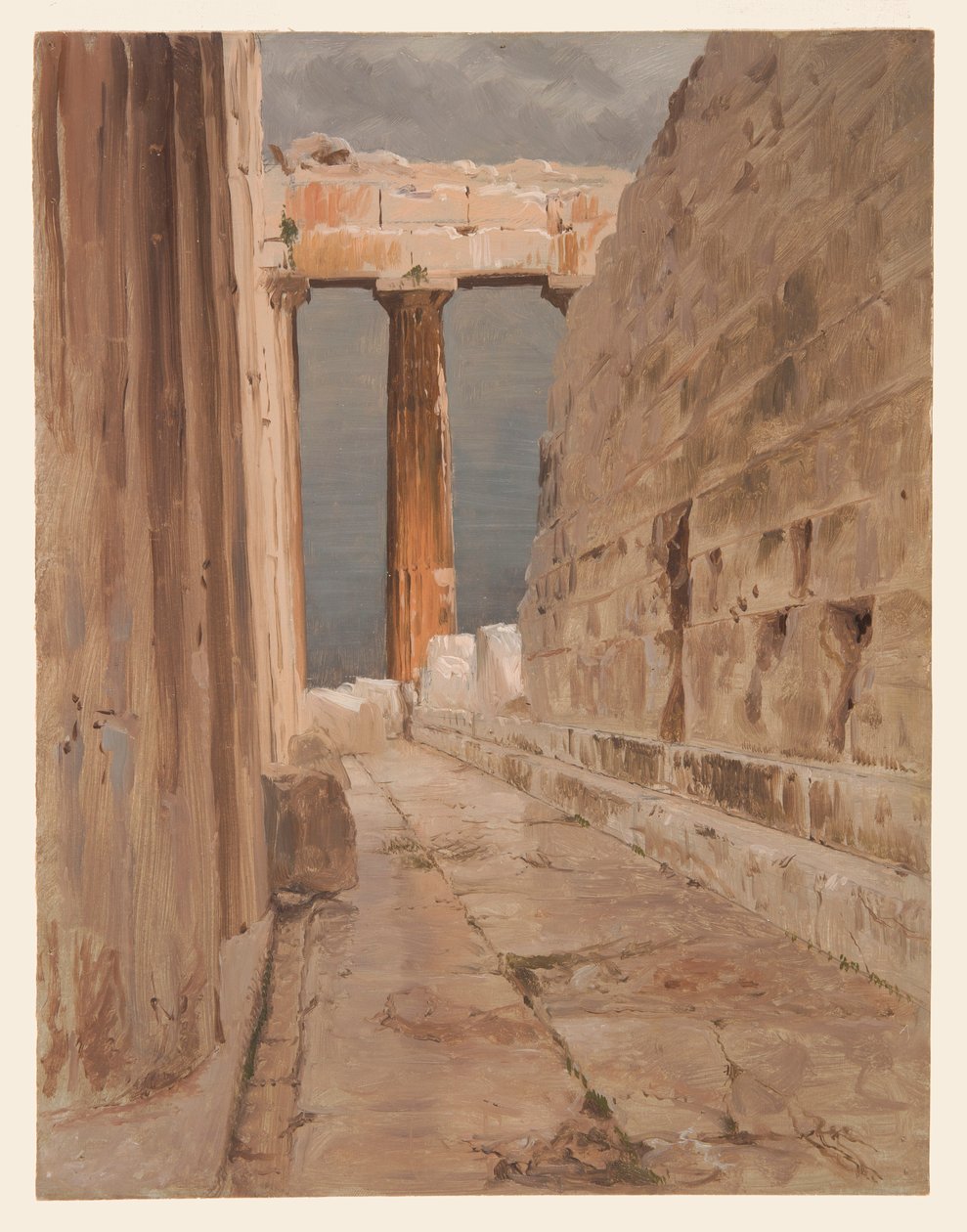 Tegning, Parthenons nordlige peristyl, Athen, 1869 af Frederic Edwin Church