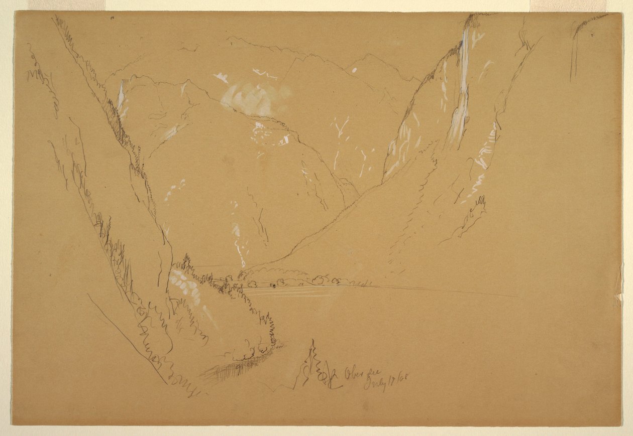 Tegning, "Obersee", nær Berchtesgarden, Bayern, 17. juli 1868 af Frederic Edwin Church