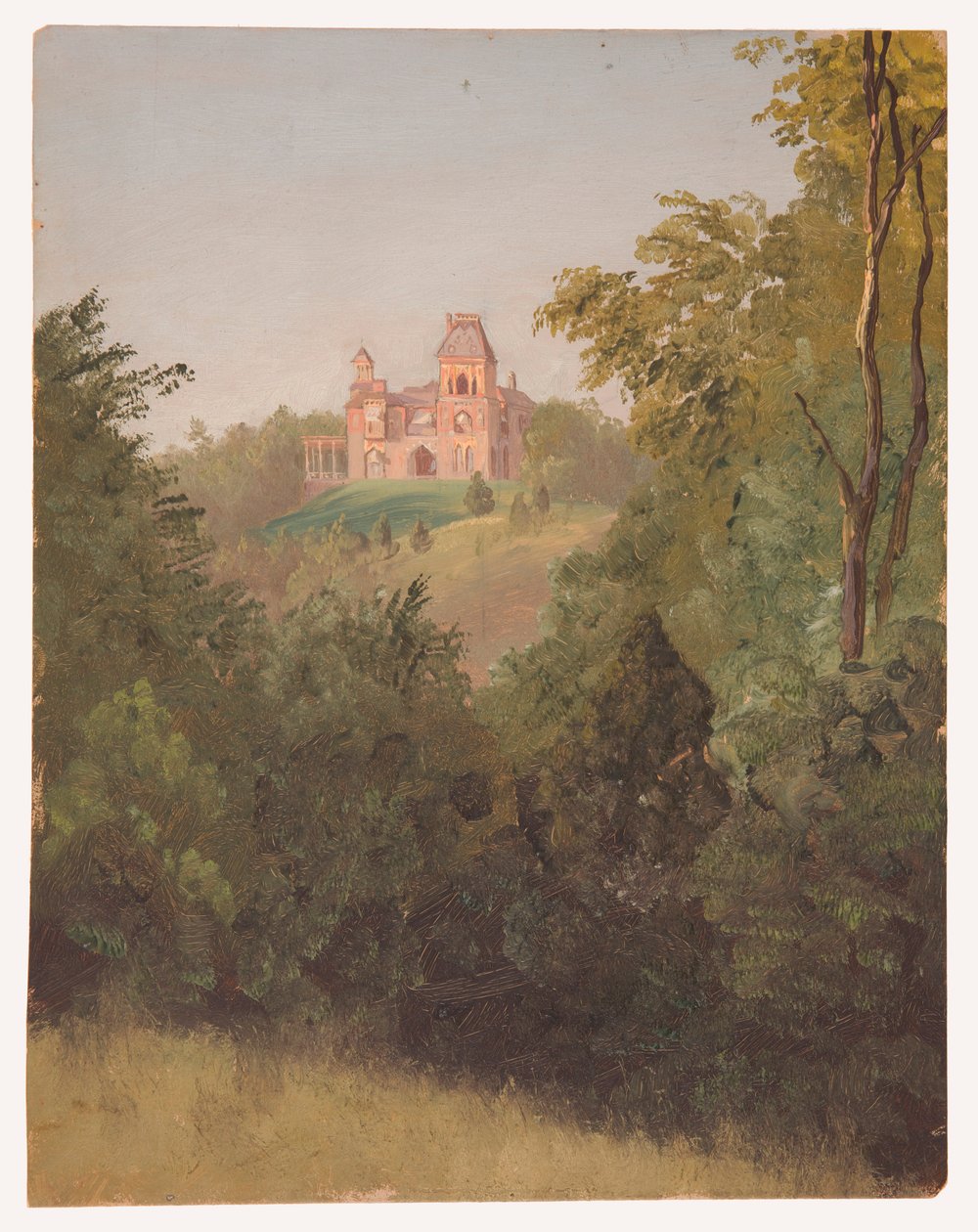 Tegning, Olana fra sydvest, ca. 1872 af Frederic Edwin Church