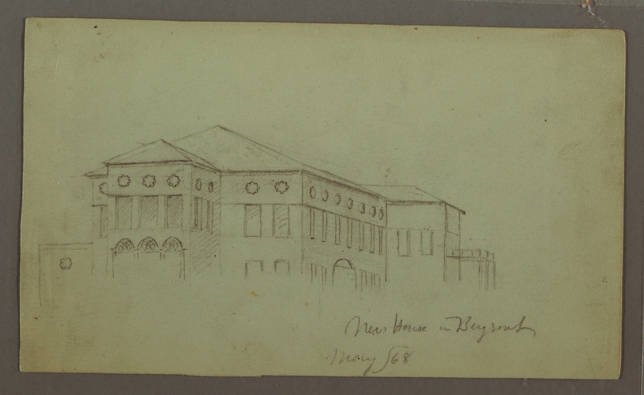 Tegning, gammelt hus, Beirut, 1868 af Frederic Edwin Church