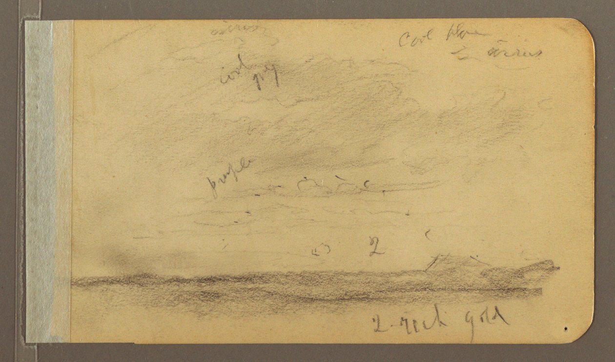 Tegning, Orizaba; Bagside: Skyet himmel, hustag, 1889 af Frederic Edwin Church