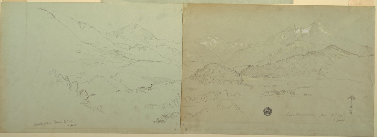 Tegning, Panoramaudsigt over Unter-Schönau, 1868 af Frederic Edwin Church