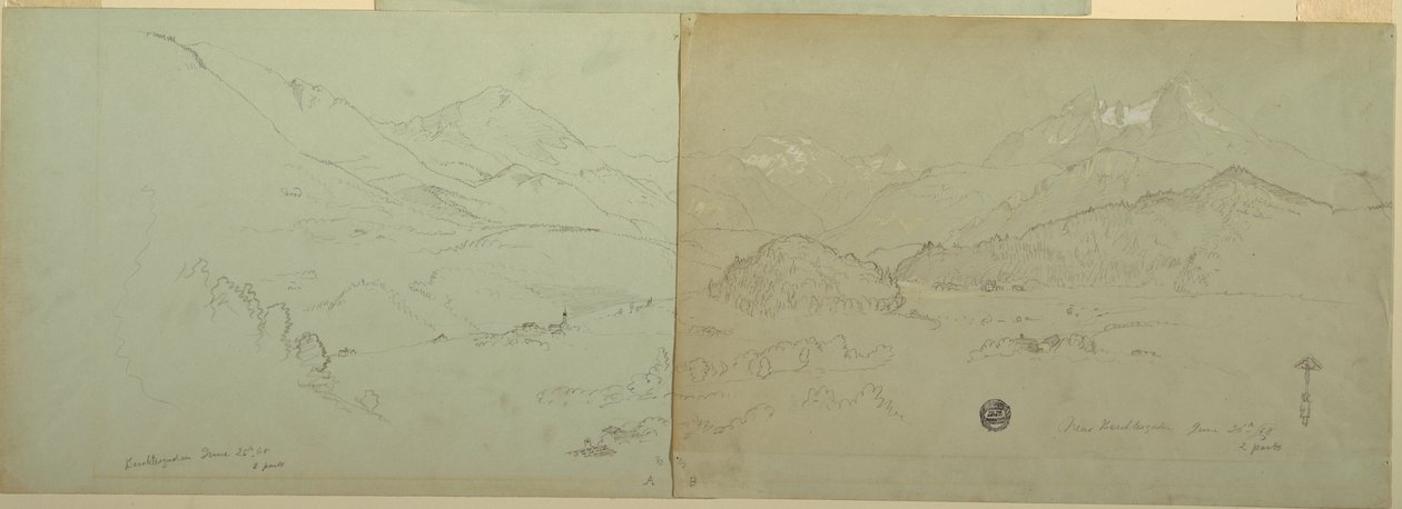 Tegning, Panoramaudsigt over Unter-Schönau, 1868 af Frederic Edwin Church