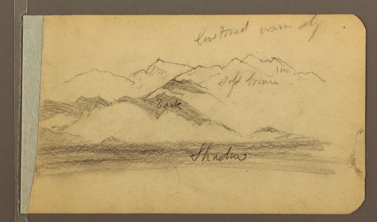 Tegning, Orizaba-toppen, figur; bagside: Sletter og bjergkæder, 1889 af Frederic Edwin Church