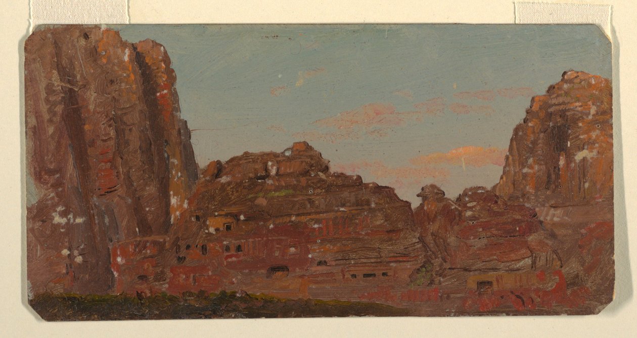 Tegning, Petra, Khirbet en-Nasara klippekamre, februar 1868 af Frederic Edwin Church