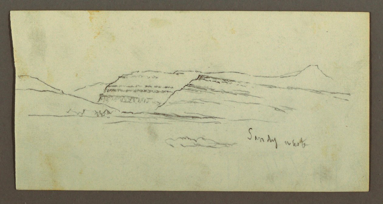 Tegning, Sletten og bjergkæden, muligvis 1868 af Frederic Edwin Church