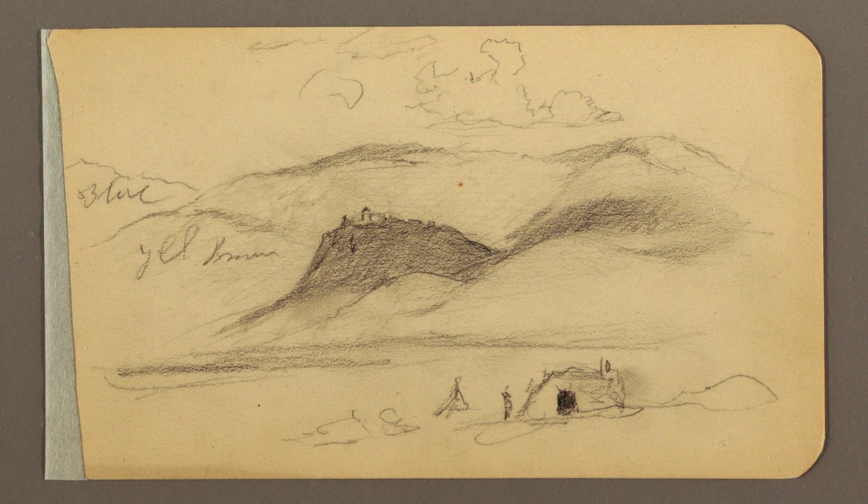 Tegning, Slette, bakke, by; Bagside: Bjergkæde, 1889 af Frederic Edwin Church