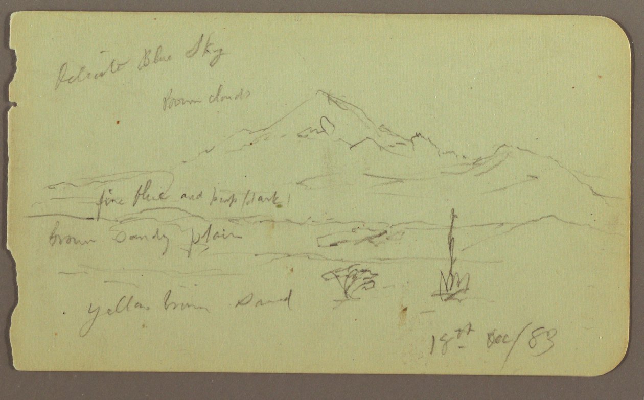 Tegning, Popocatapel; bagside: Frise på Texcoco Hotel, 18. december 1883 af Frederic Edwin Church