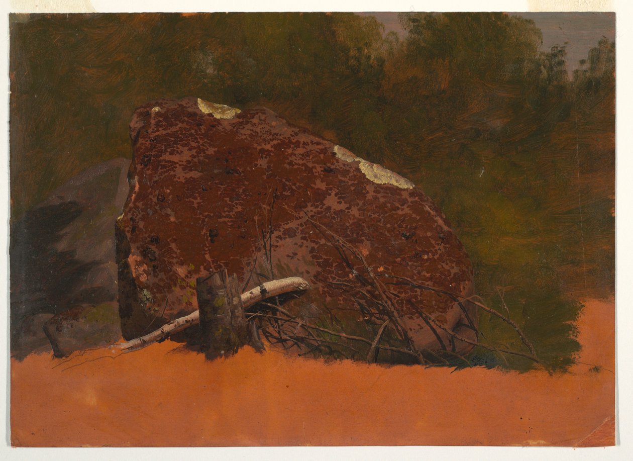Tegning, muligvis Mt. Desert, Island, sten, ca. 1845 af Frederic Edwin Church