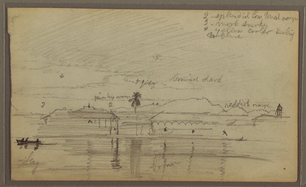 Tegning, flodlandskab, 1857 af Frederic Edwin Church