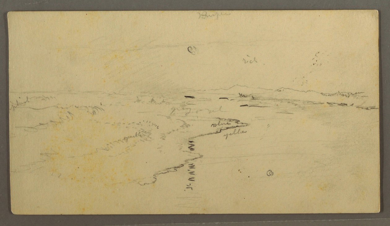 Tegning, flod, reflekteret måne, 14. juni 1870 af Frederic Edwin Church