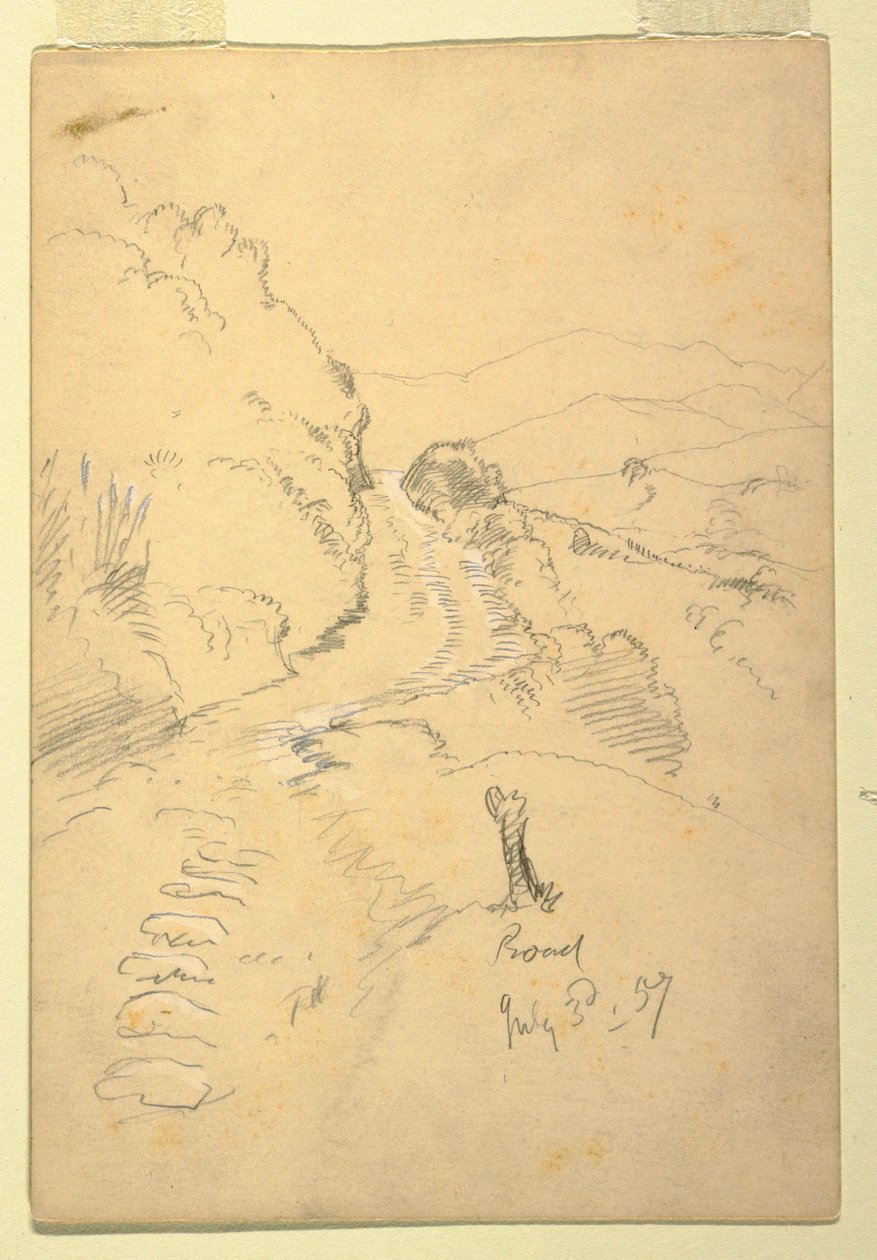 Tegning, vej i Ecuador, 3. juli 1857 af Frederic Edwin Church