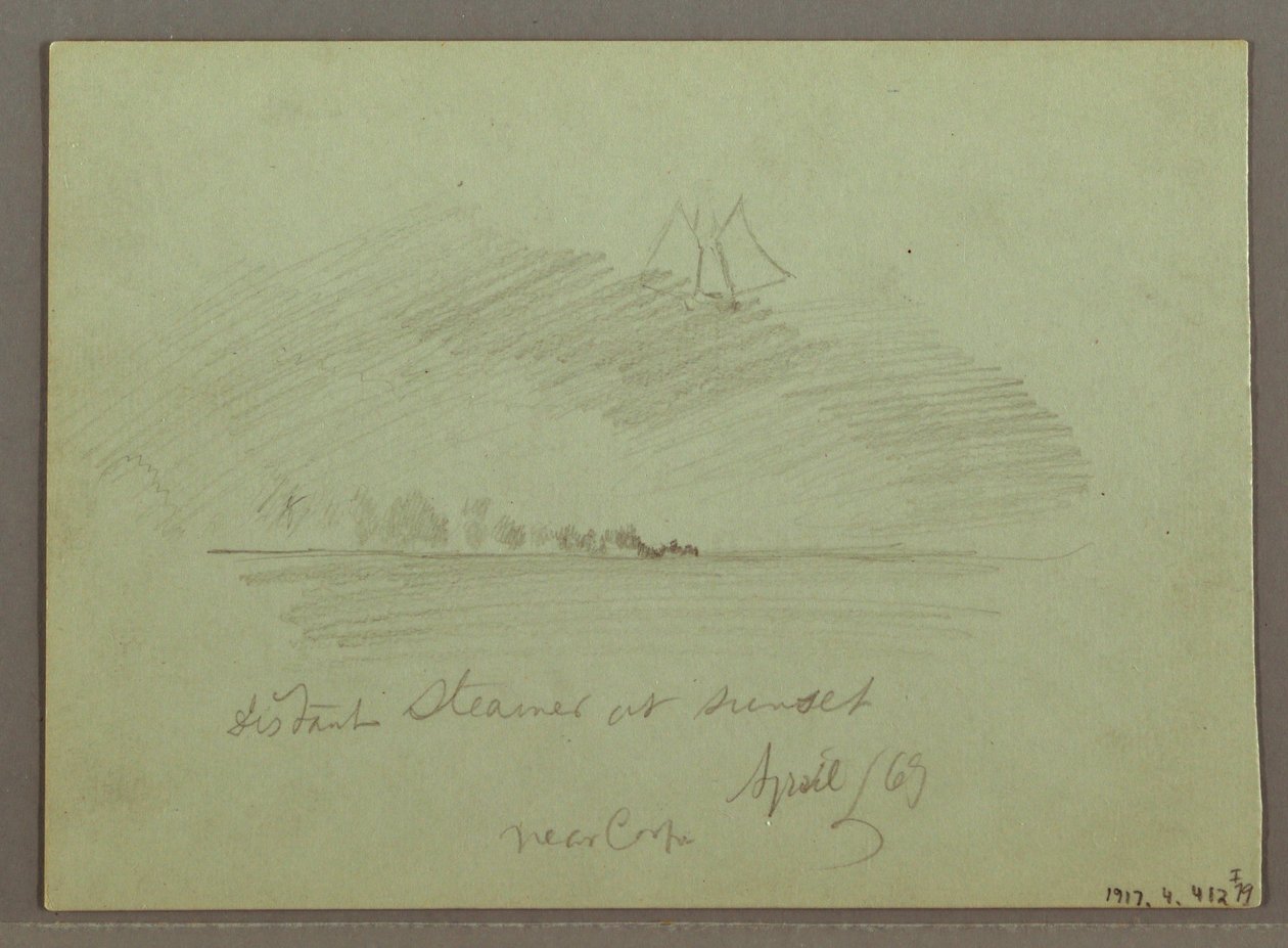 Tegning, Klipper foran kystlinjen, Klipper ved kystlinjen, april 1869 af Frederic Edwin Church