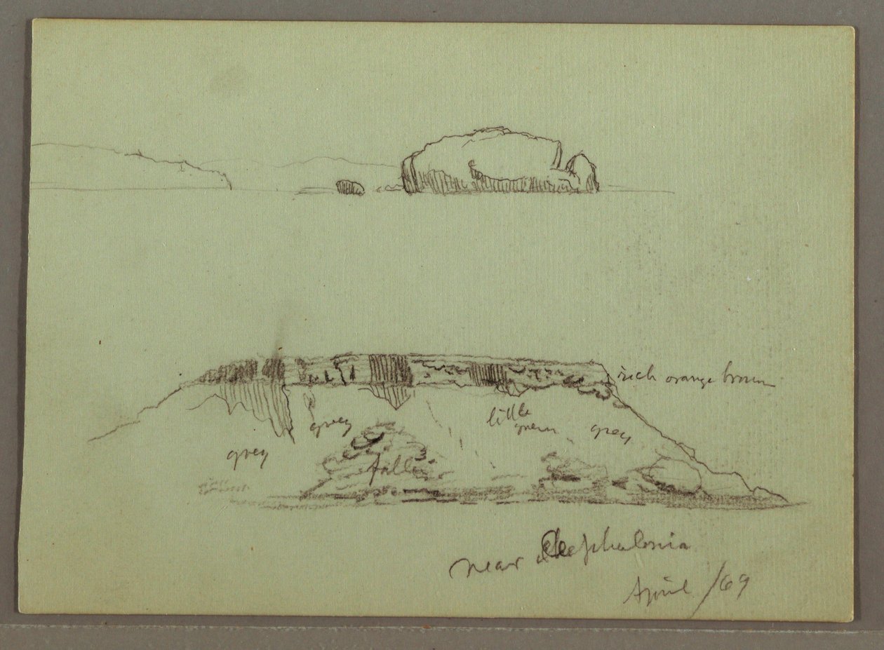Tegning, Klipper foran kystlinjen, Klipper ved kystlinjen, april 1869 af Frederic Edwin Church