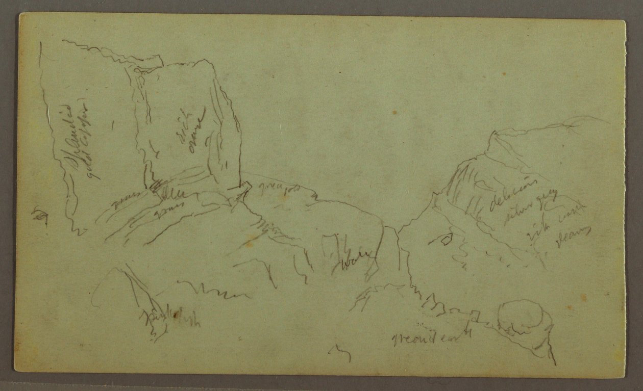 Tegning, Rocky Mountaintops, muligvis 1868 af Frederic Edwin Church