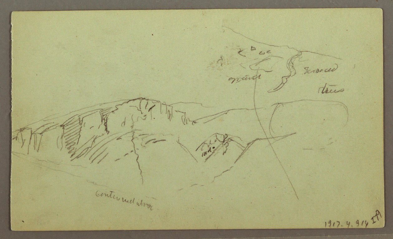 Tegning, Rocky Mountaintops, muligvis 1868 af Frederic Edwin Church
