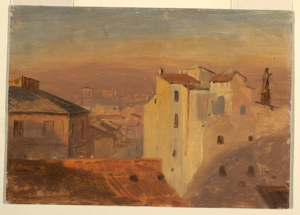 Tegning, hustage, Rom, Italien, 1868-69 af Frederic Edwin Church