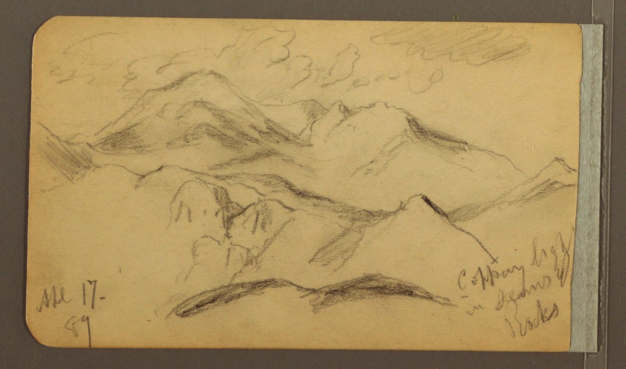 Tegning, barske bjerge, 17. april 1889 af Frederic Edwin Church